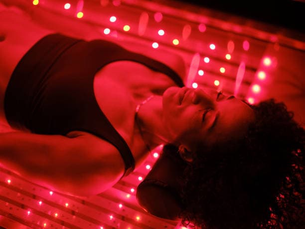 Diagram-style visual representing photobiomodulation